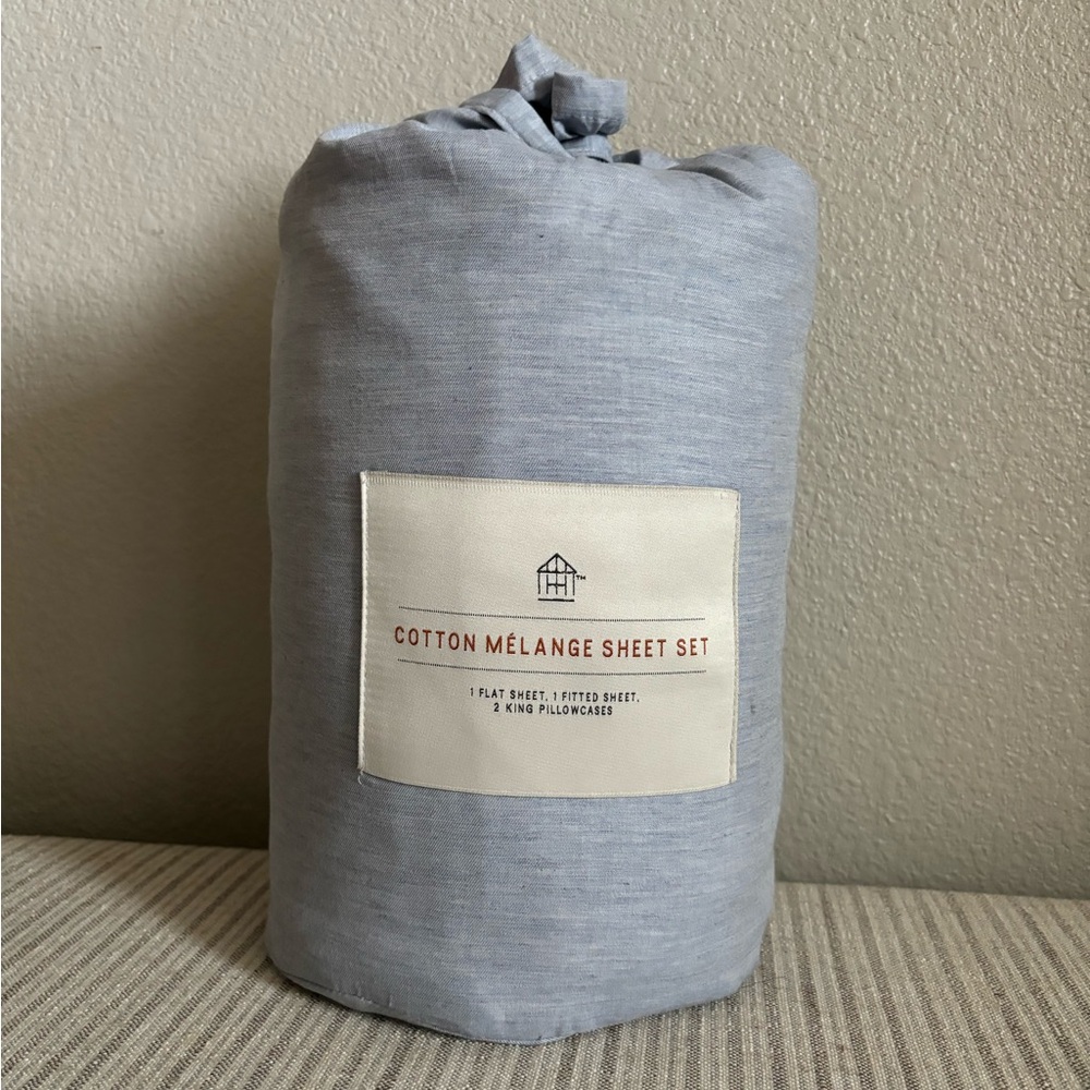 NWT 4pc King Mélange Dyed Sheet Set Blue - Hearth & Hand